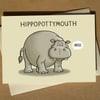 Hippo Curse Swear Pun Greeting Card A6 Funny Birthday Card Cartoon Pun Card Anim