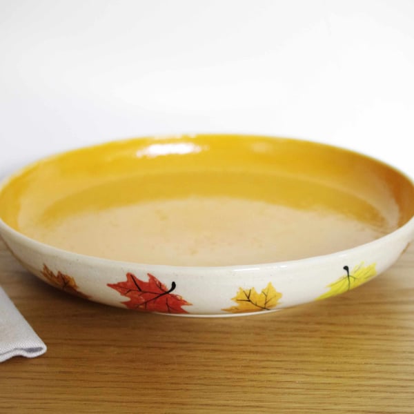 Low or Pasta Bowl - Autumn Colours Maple Leaves, Pattern