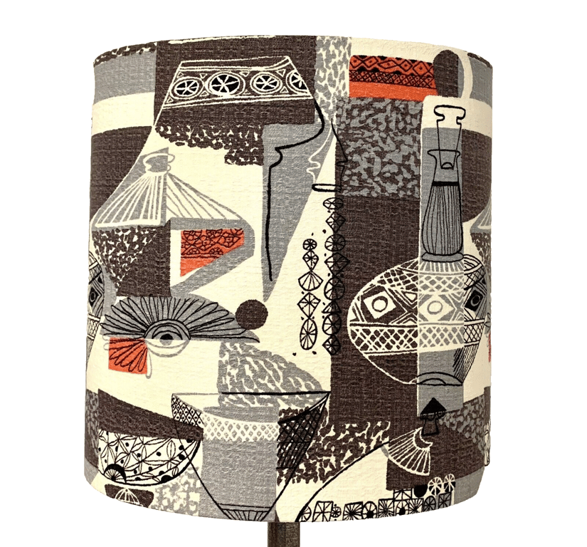 MidCentury Retro Vases Glasses 50s 60s Barkcloth Vintage fabric Lampshade Option