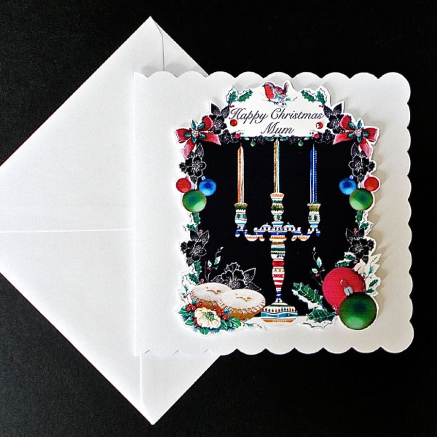 Christmas Candelabra-Mum-Handmade Card