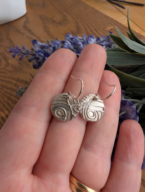 Handmade Fine Silver Drop Earrings Eye of the Storm Design