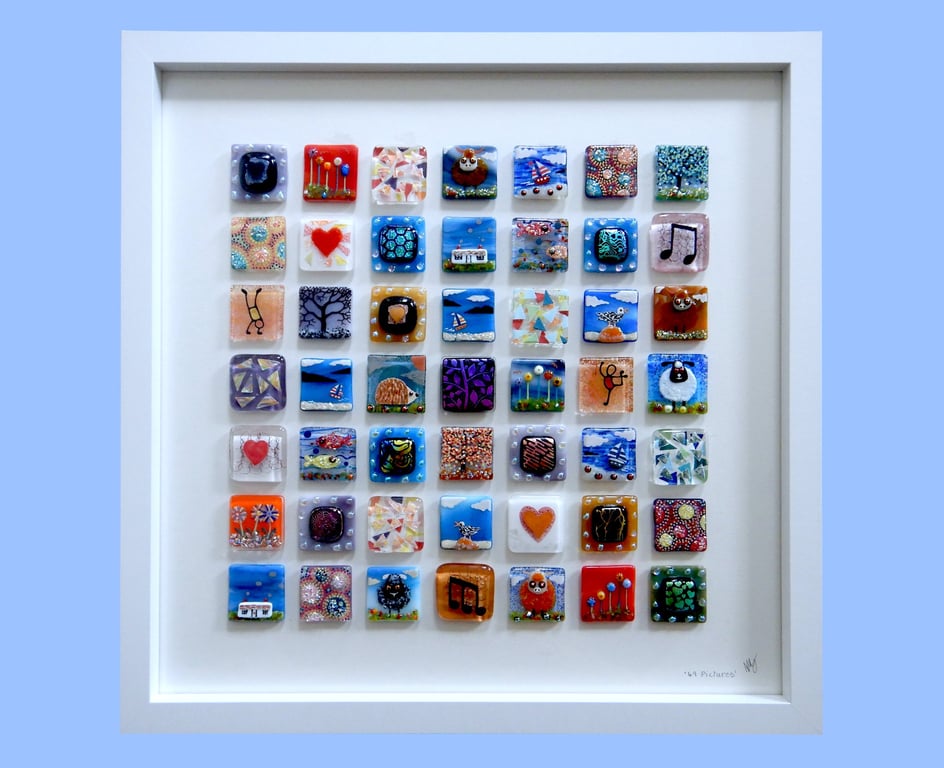 Handmade Fused Glass '49' Picture.