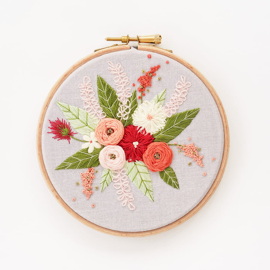 Floral Embroidery Kit, Needlepoint Kit, Craft Kit - Folksy