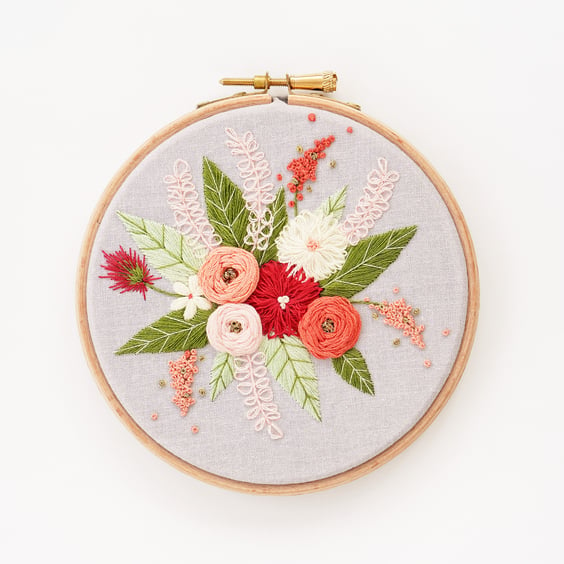 Floral Embroidery Kit, Needlepoint Kit, Craft Kit