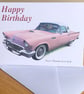Ford Thunderbird 1957 (Pink) - Birthday, Anniversary, Retirement or Plain Card - Image 1
