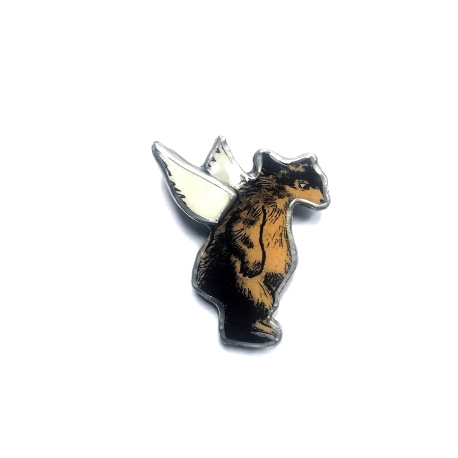 Large Fairytale Winged Angel Bear Brooch by EllyMental