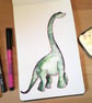 Diplodocus,  dinosaur art print, watercolour galaxy  - Image 4