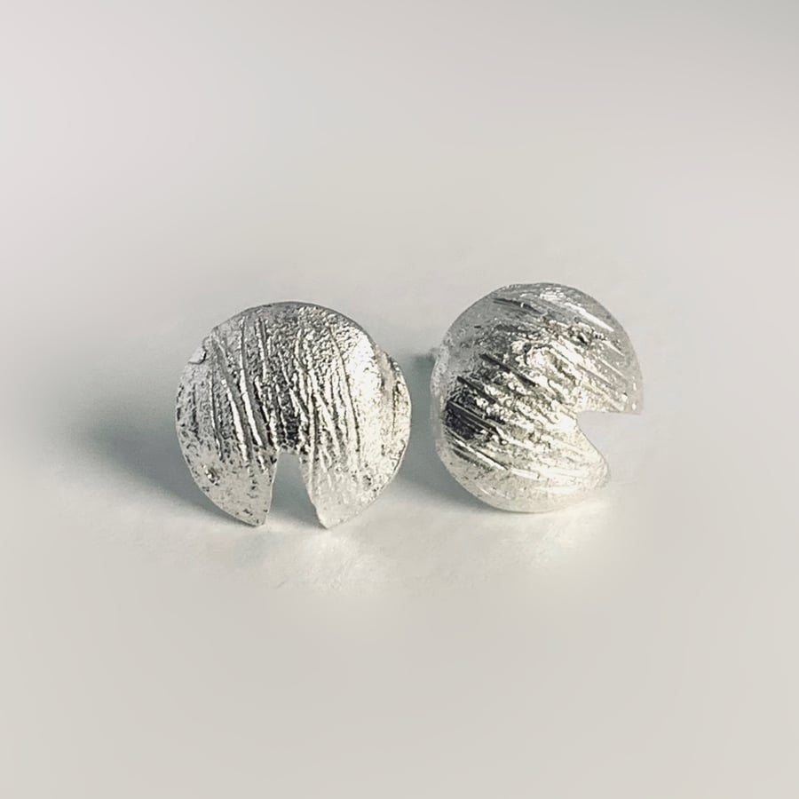 Recycled Sterling Silver Textured Stud Earrings