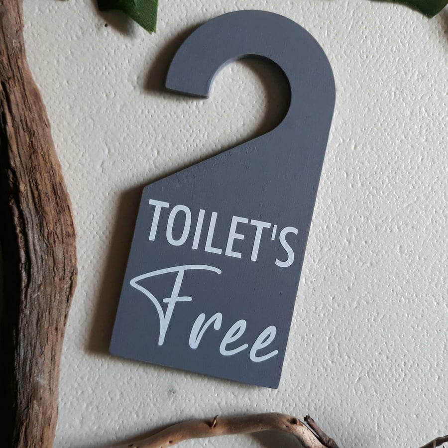 Toilet's Free Toilet's Busy double sided door hanger. ( bathroom occupied sign )