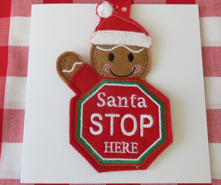 Santa Stop Here Christmas Card, Hanging Decoration, Keepsake Gift Card