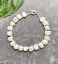 Keshi Pearl & White Topaz Silver Bracelet - Image 3