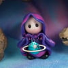 Summer Special Tiny Astronomer Gnome 'Gallax' 1.5" OOAK Sculpt by Ann Galvin