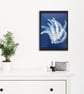 Original Cyanotype Photogram, Umbrella Fern, Float mounted. - Image 6