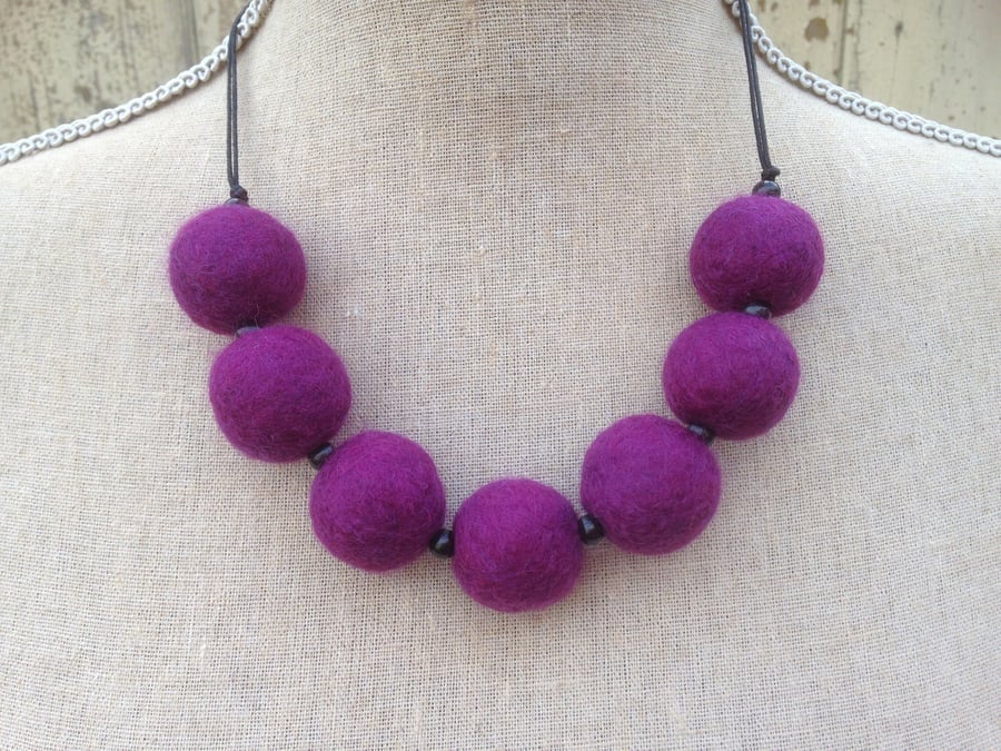 Damson hand felted statement necklace