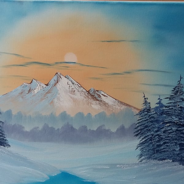 Sunlight mountain original oil painting 