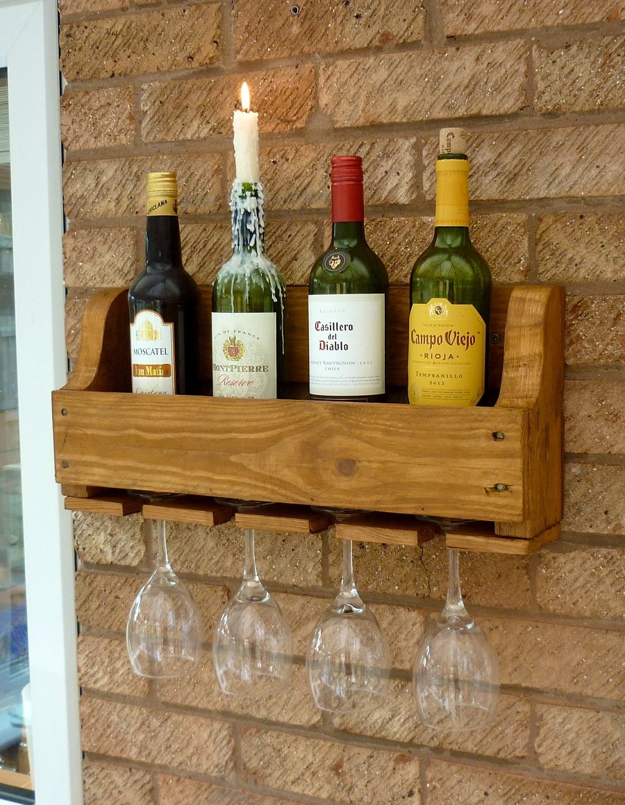 Rustic Wooden Wine Rack - Antique Pine