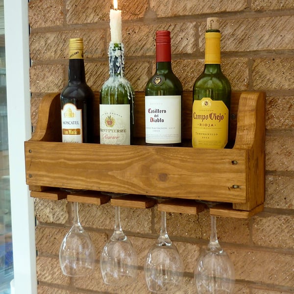 Rustic Wooden Wine Rack - Antique Pine