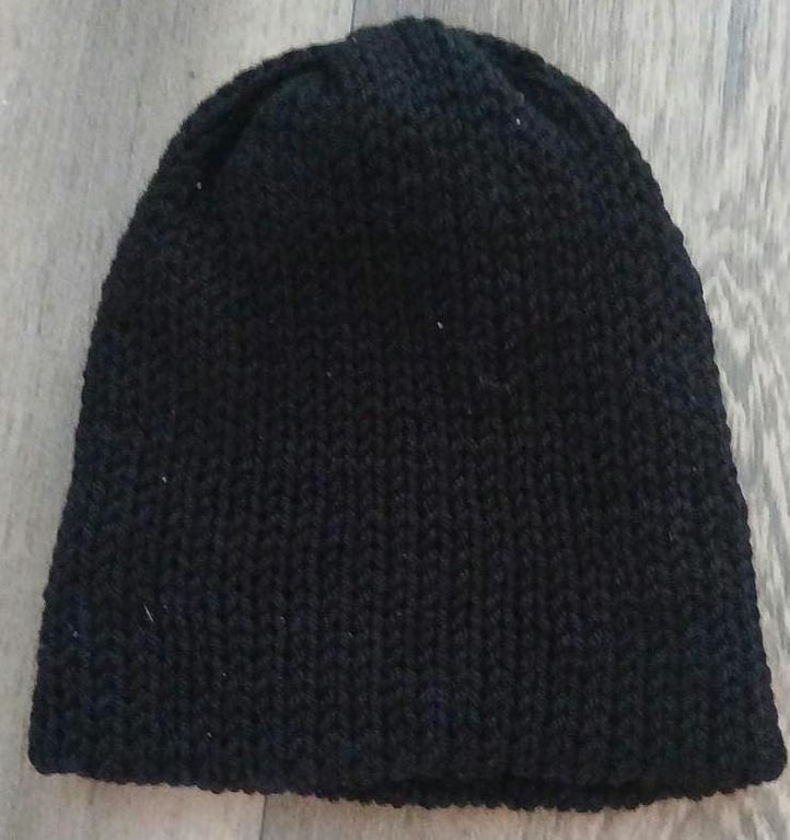 unisex adult cashmere and merino hand knitted black beanie