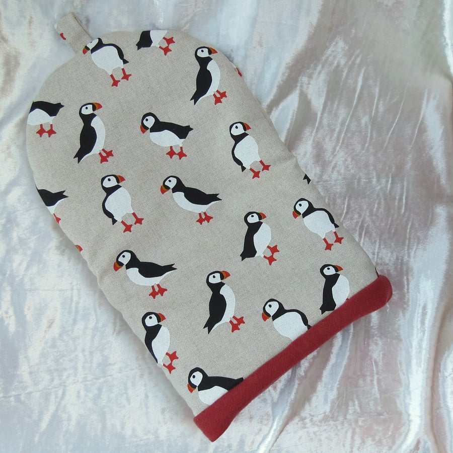 Cafetiere cosy.  Puffins design. Size large. Coffee cosy.