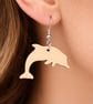 Scroll Sawn Maple Wood Dolphin Earrings – Lightweight Wooden Drop Jewellery - Image 5