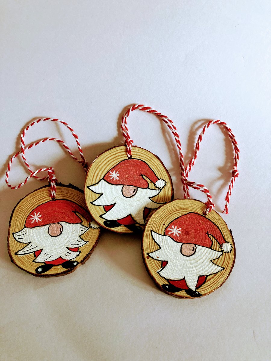 3 hand painted Christmas gnomes