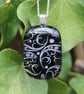 Handmade Silver sweet pea dichroic glass pendant, fused glass necklace SKU F19 - Image 9