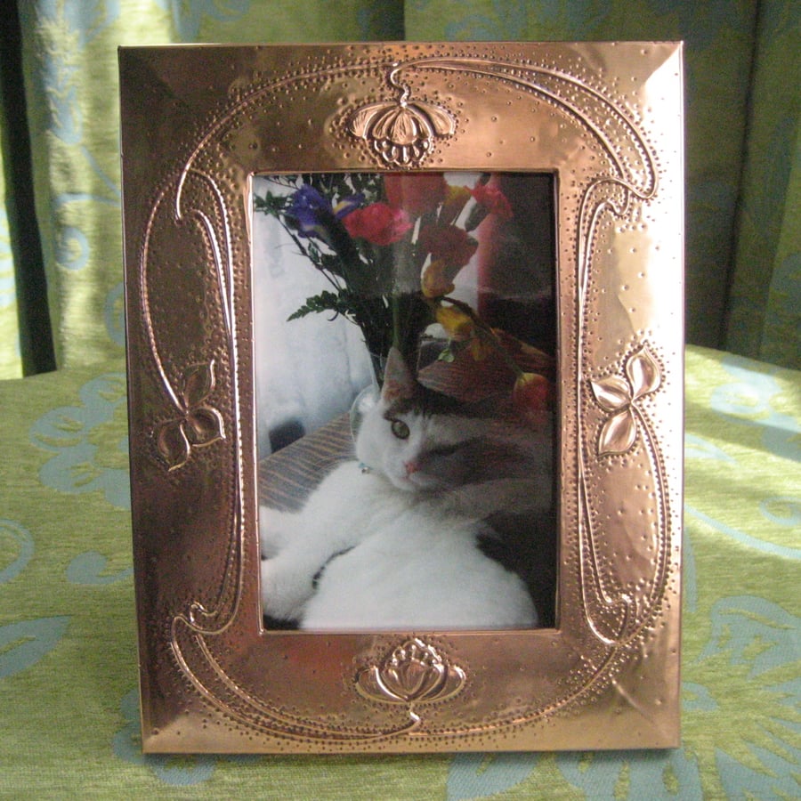 Handmade Copper Frame, Art Nouveau Design