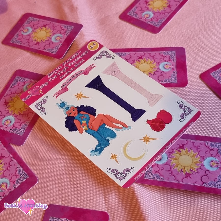 Major Arcana - The High Priestess Sticker Sheet - Witchy Gifts, Stationery