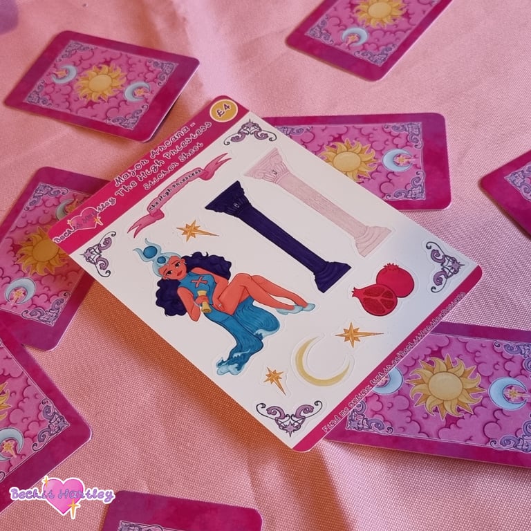 Major Arcana - The High Priestess Sticker Sheet - Witchy Gifts, Stationery