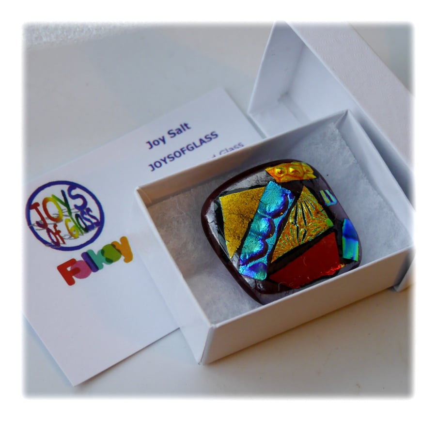 Brooch Dichroic Fused Glass 041 Abstract Handmade