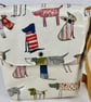 Handmade cream dog pattern cotton oilcloth crossbody bag