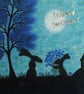 Birthday Card, Rabbits Card, Birthday Art Card, Rabbits Flowers Card, Children - Image 1