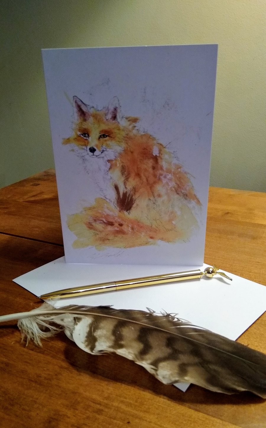 Fox Art Print greeting card, blank inside.