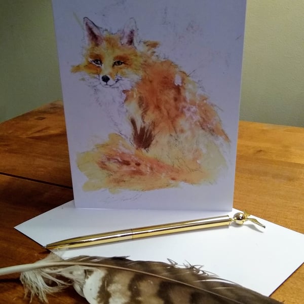 Fox Art Print greeting card, blank inside.