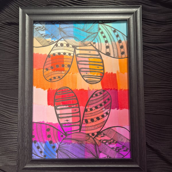 Original Flower Abstract Art - A4 Unframed Wildflowers Edition