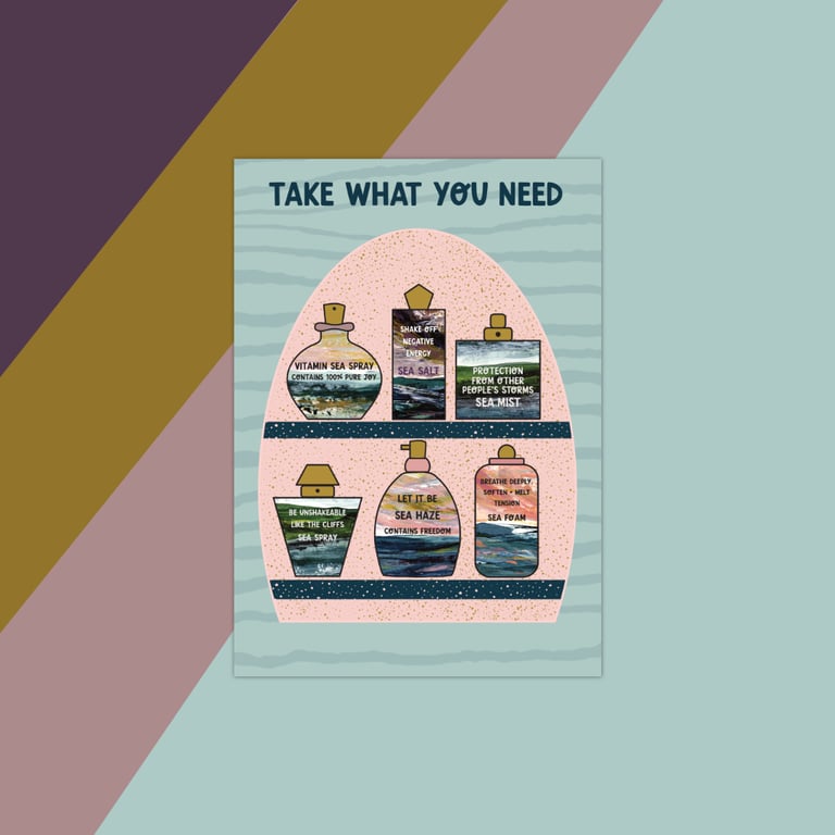 ‘Take What You Need 1’ Seascape Art Print A5