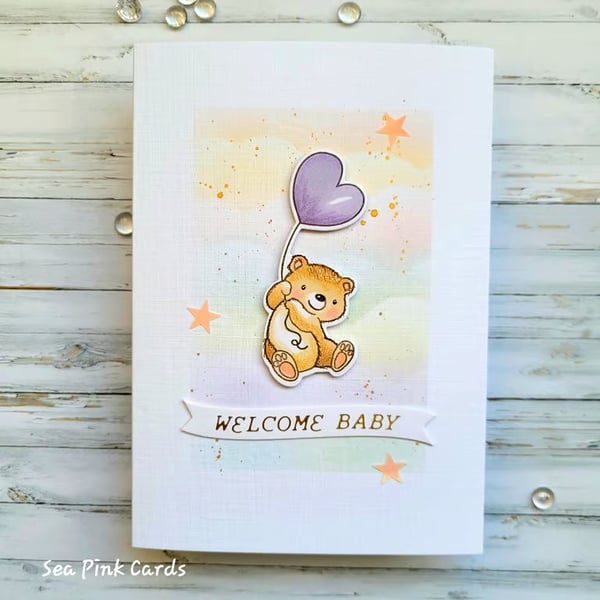 Teddy New Baby Card - baby congrats, new parents, grandparents