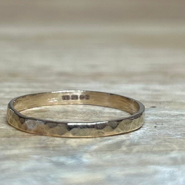 Handmade Textured 9ct Gold Unique Band Ring 