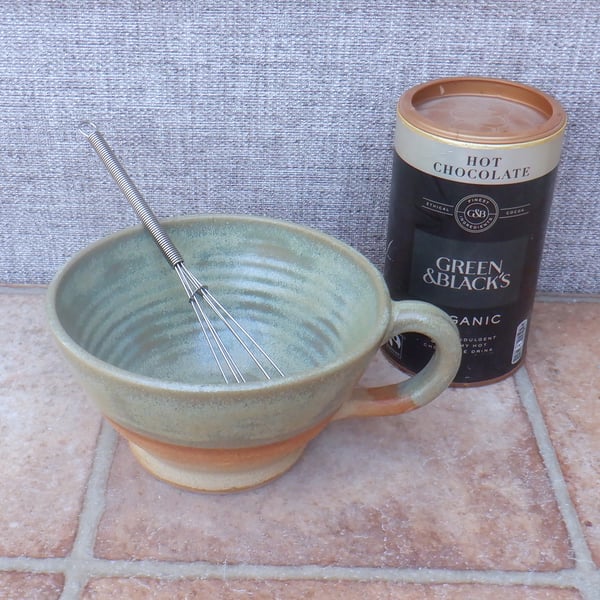 Hot chocolate soup mug bowl wheelthrown stoneware pottery ceramic hand thrown 