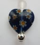 Silver plated beaded earrings- dark blue millefiori heart - Image 2
