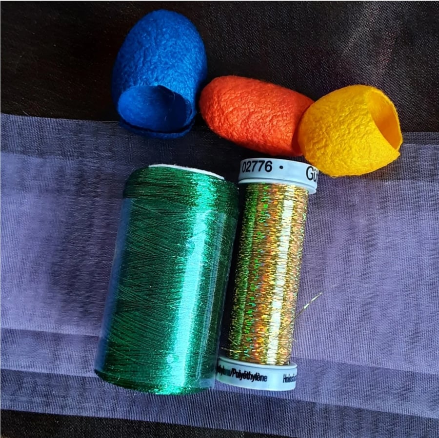 Fabric Inspiration Pack Hand Dyed cottons, Silk, Organza, Embroidery Thread