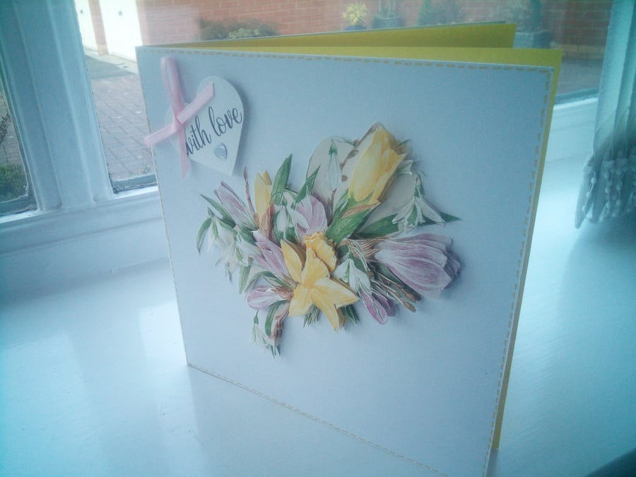 Floral bouquet with love card