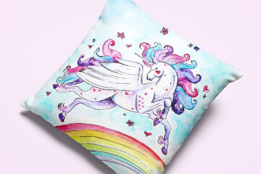 Unicorn Magical Cushion Pegasus Cushions Magic Horses Mythical Ponies Fairytale 