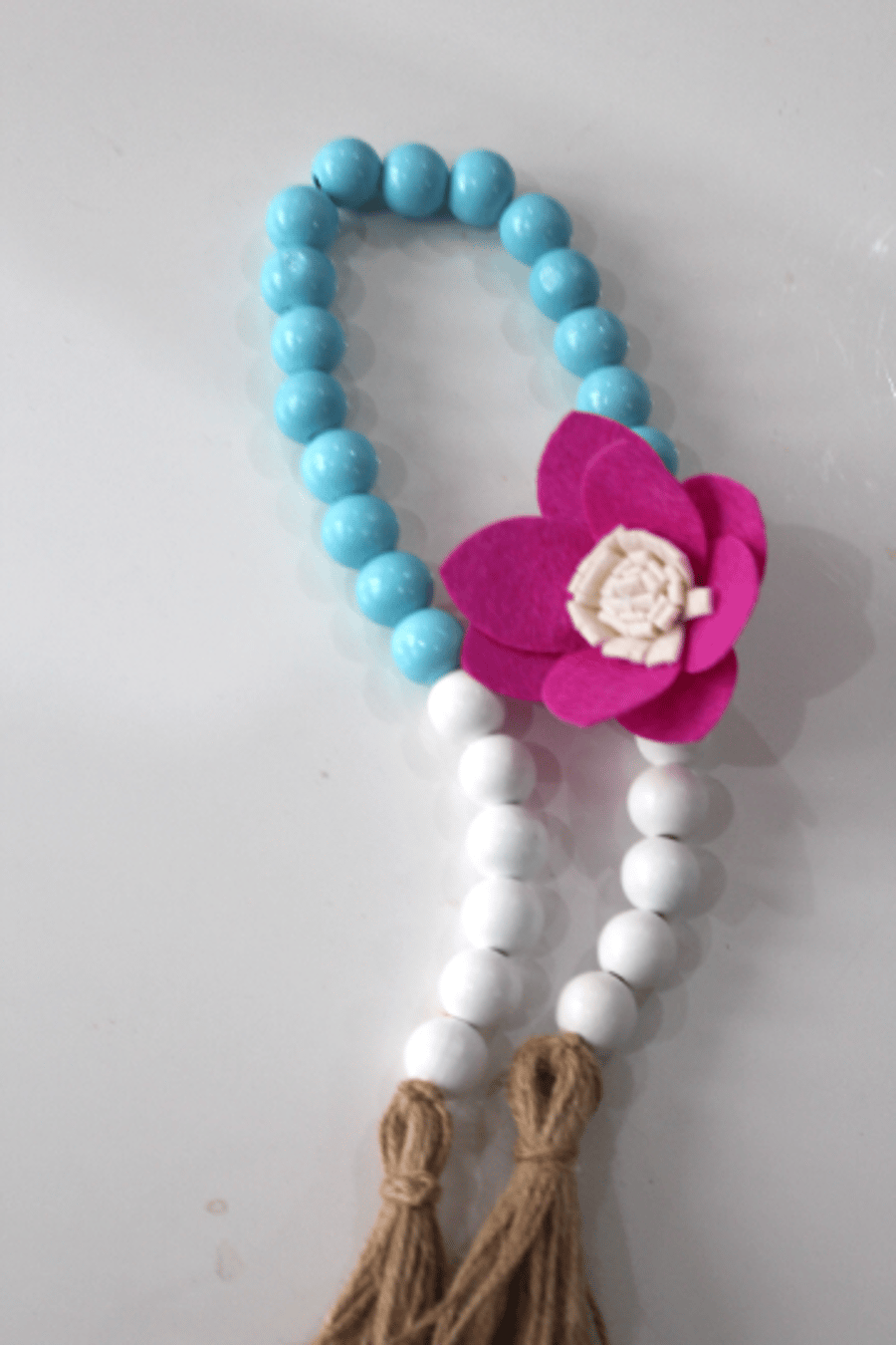 Blue and white Wood Bead Garland -
