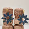 Starry night flower polymer clay earrings 