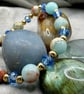 Imperial Jasper and periwinkle crystal beaded bracelet