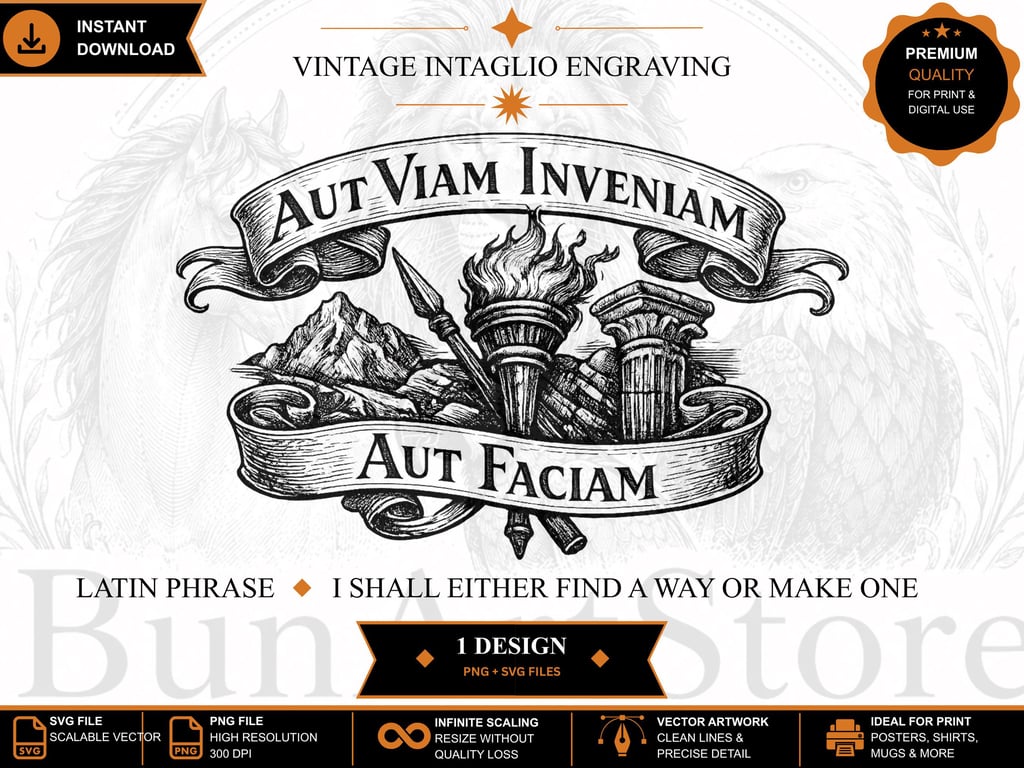 Vintage Latin Quote Engraving Aut Viam Inveniam Aut Faciam (Digital Download)