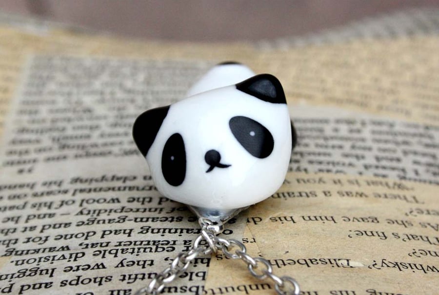 Lying Down Panda 3D Panda Statement Necklace