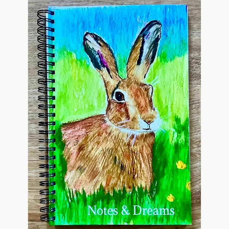 Lined Spiral Bound Notebook with Spring Hare Reproduced on the Front Cover 