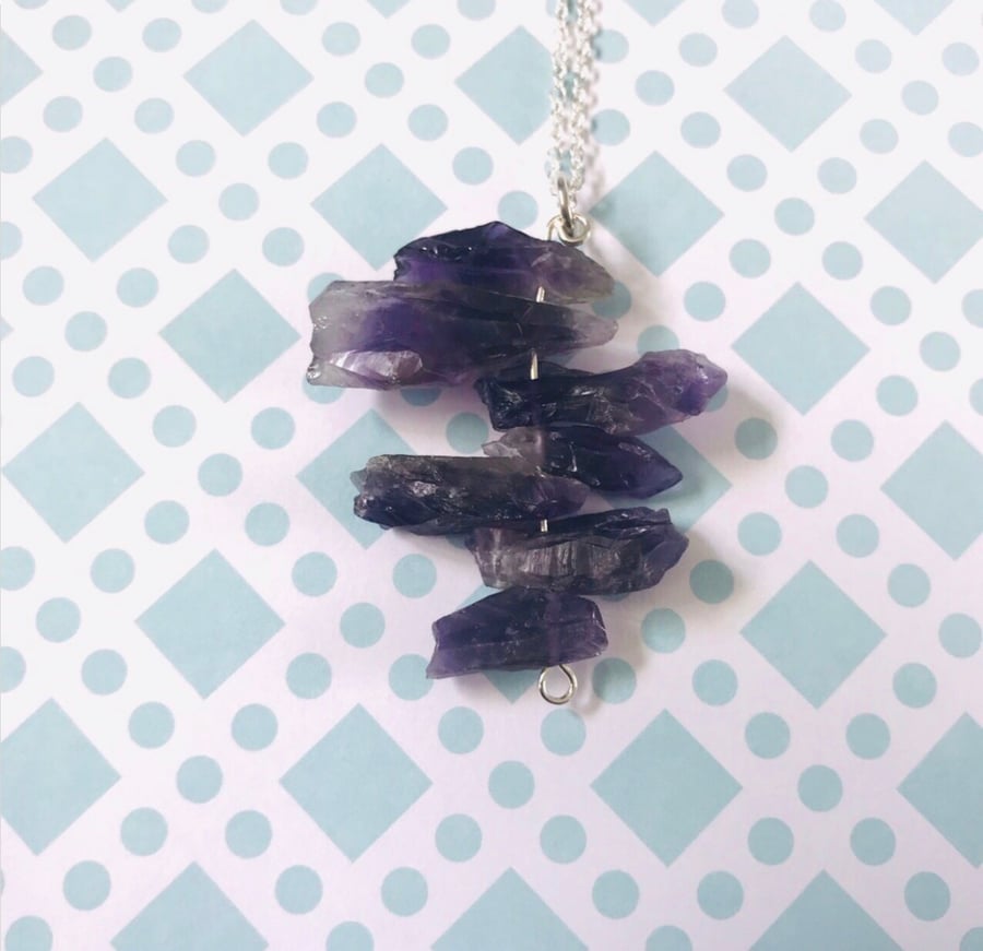 Rough Amethyst Pendant Necklace